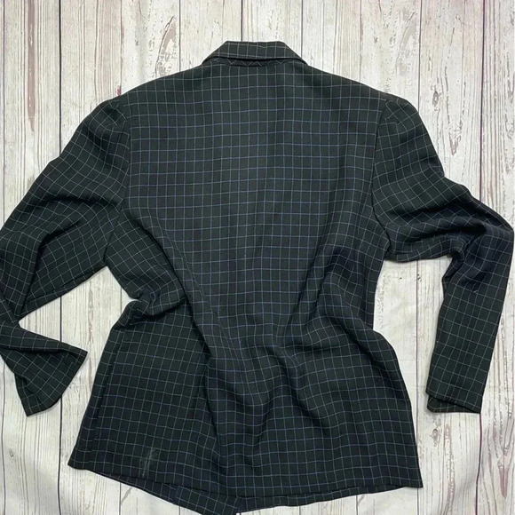 Vintage Womens Union ILGWU Plaid Navy Blue Single Button Lightweight Blazer VTG - Picture 8 of 14